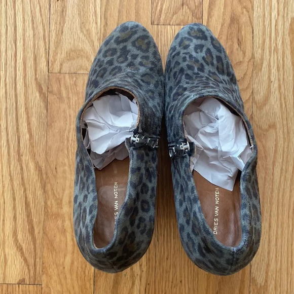 DRIES Van Noten sz 40 wedge heel green black suede booties side zip, gorgeous! - Picture 5 of 11